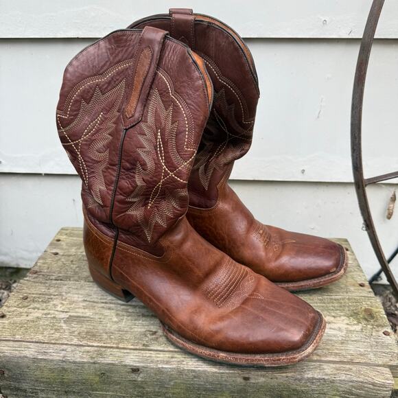 Cody James 12D Blue Collection Broad Square Toe Brown Cowboy Western Boots BBH45 - Picture 1 of 8